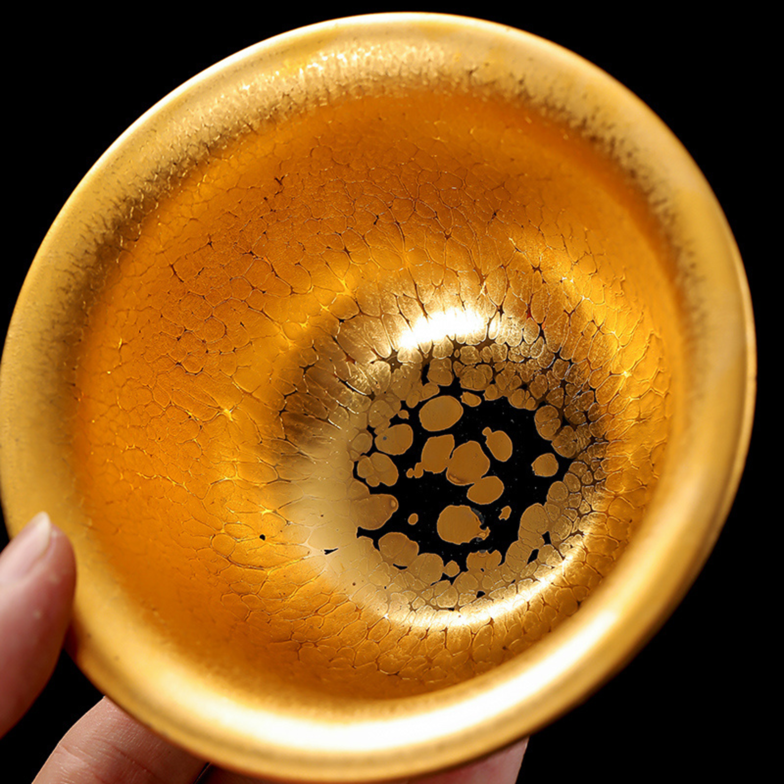 Gilded Jian Zhan Oil-Drop Gaiwan - 180ml Handcrafted Ceramic Teapot, Retro Luxury Design