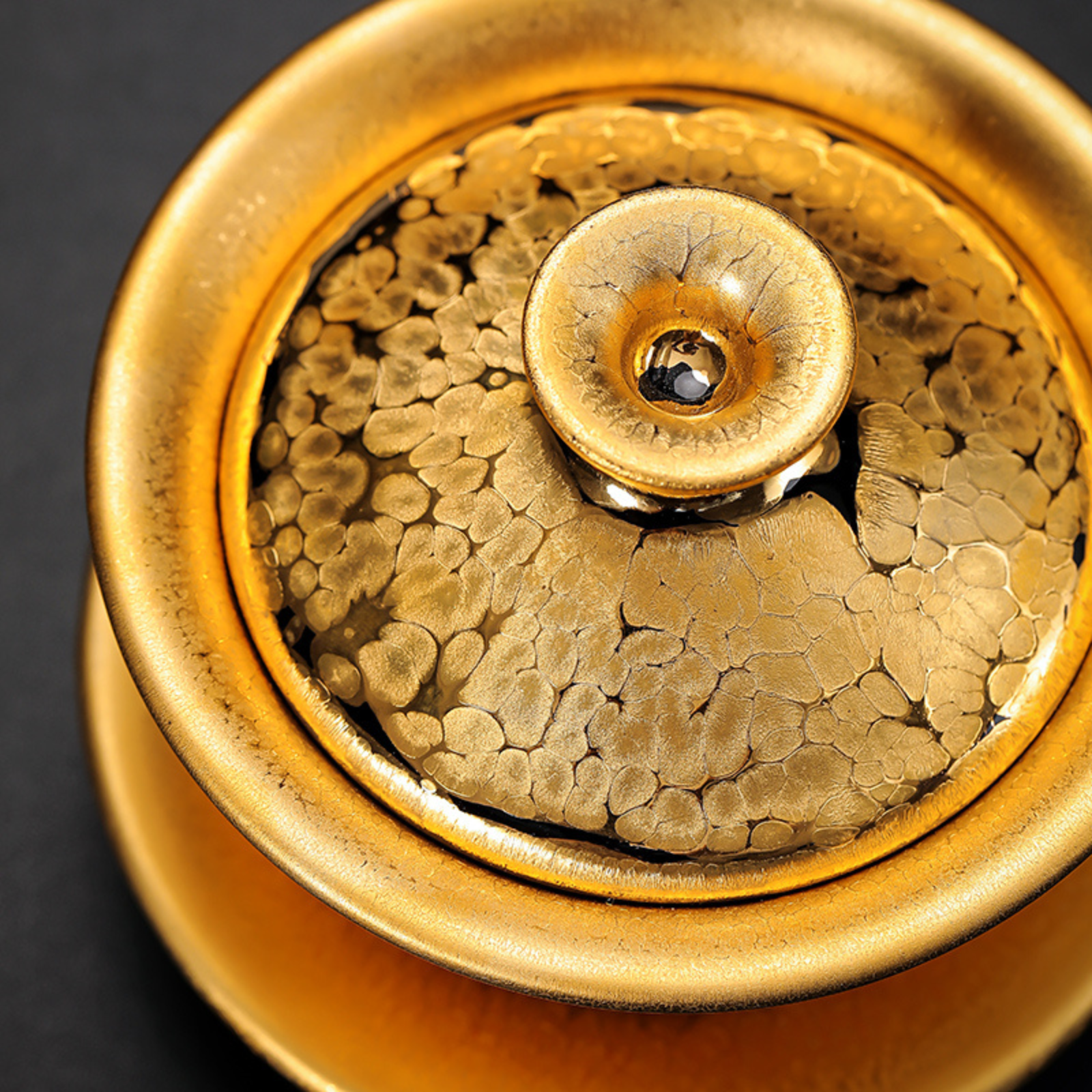 Gilded Jian Zhan Oil-Drop Gaiwan - 180ml Handcrafted Ceramic Teapot, Retro Luxury Design