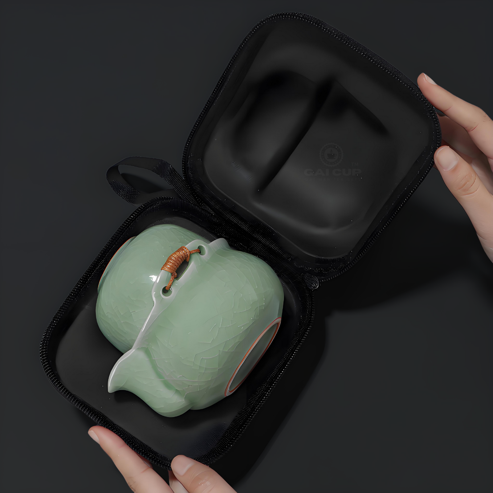 Portable Celadon Tea Set - 1 Teapot & 2 Cups, Camping & Gift Essentials