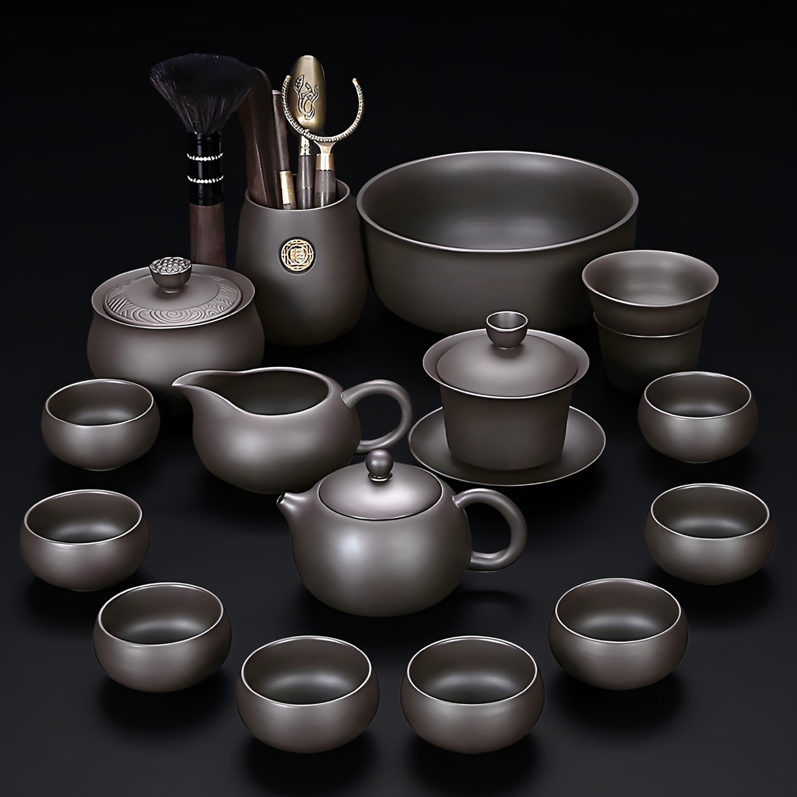 Premium Yixing Zisha Clay Gongfu Tea Set - 15-Piece Gift Box with Tea Tray