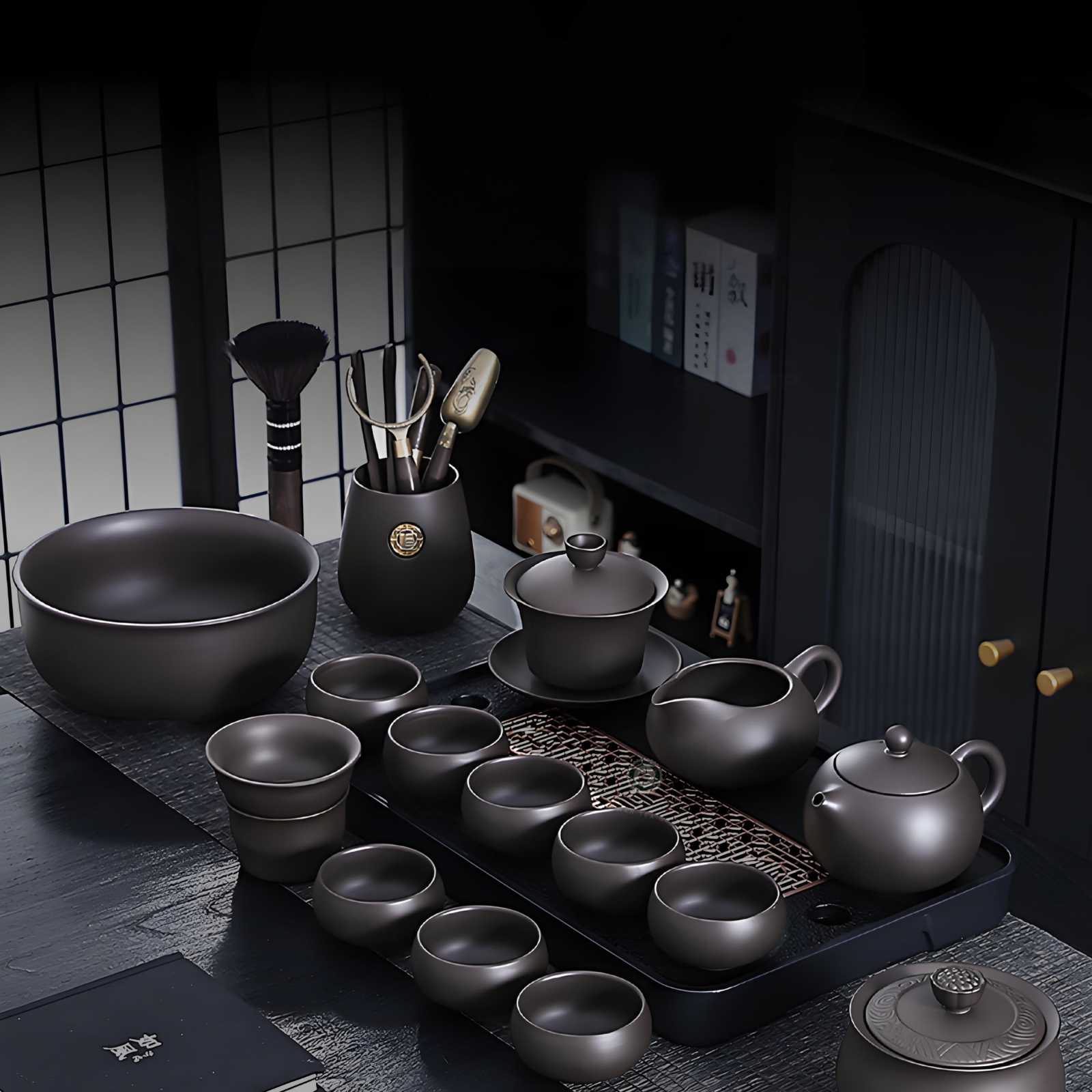 Premium Yixing Zisha Clay Gongfu Tea Set - 15-Piece Gift Box with Tea Tray