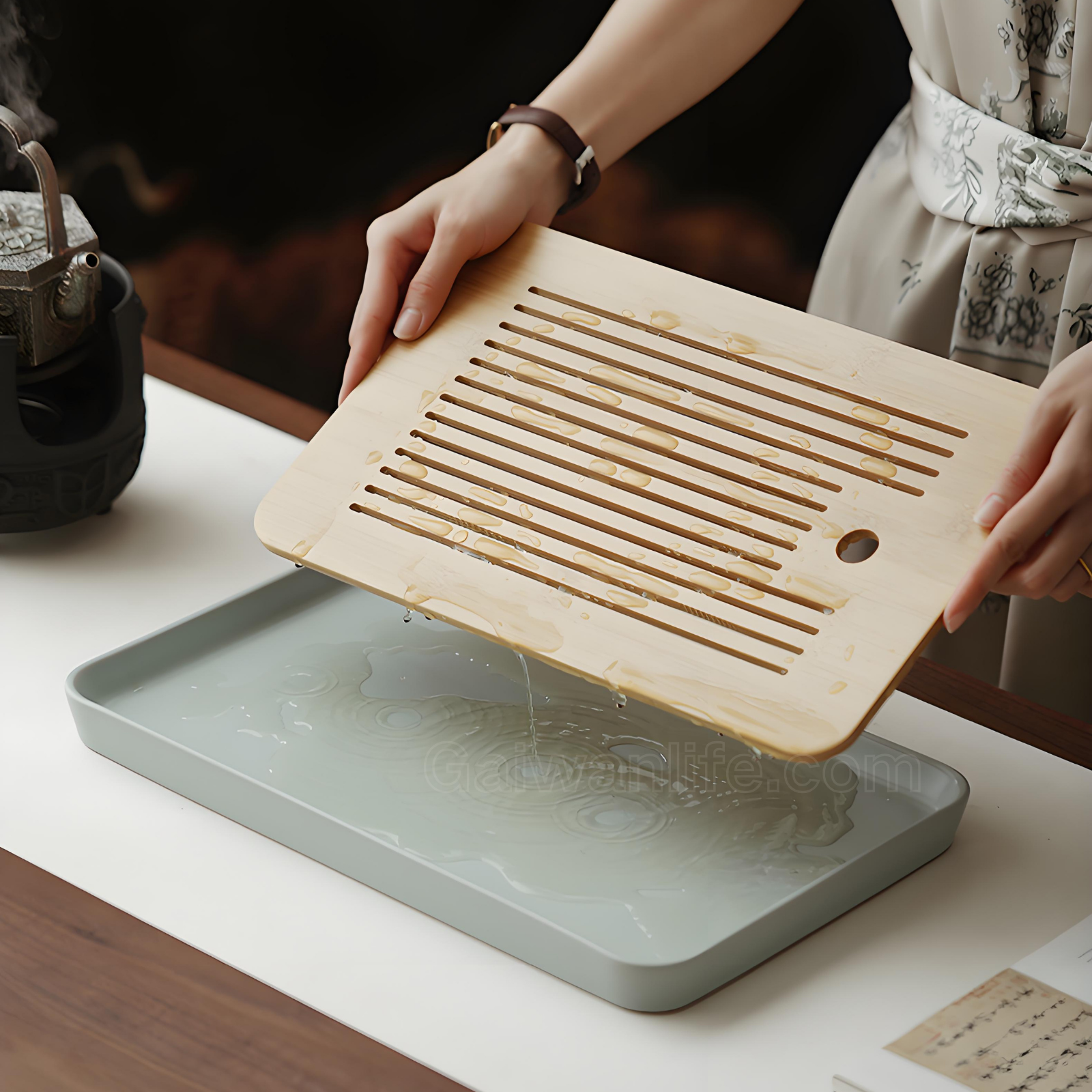 Himmelblaues Ru Kiln Gongfu-Teeservice – Keramik mit zwei Griffen, 10-teilige Luxuskollektion