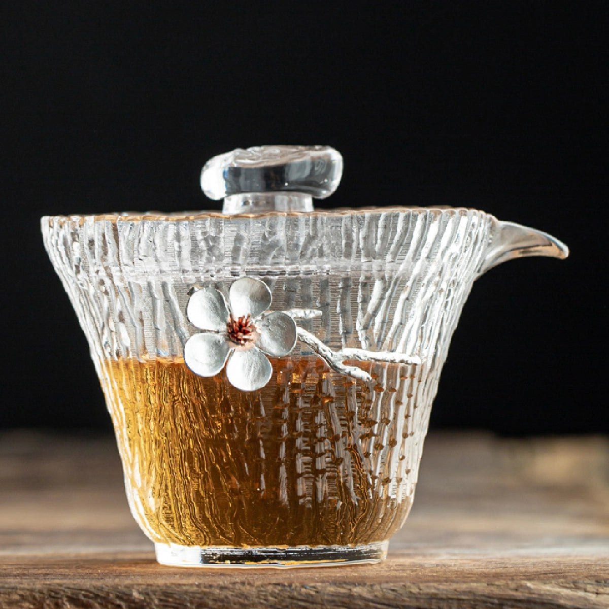 Thickened Tin Glass White Petals Gaiwan product image