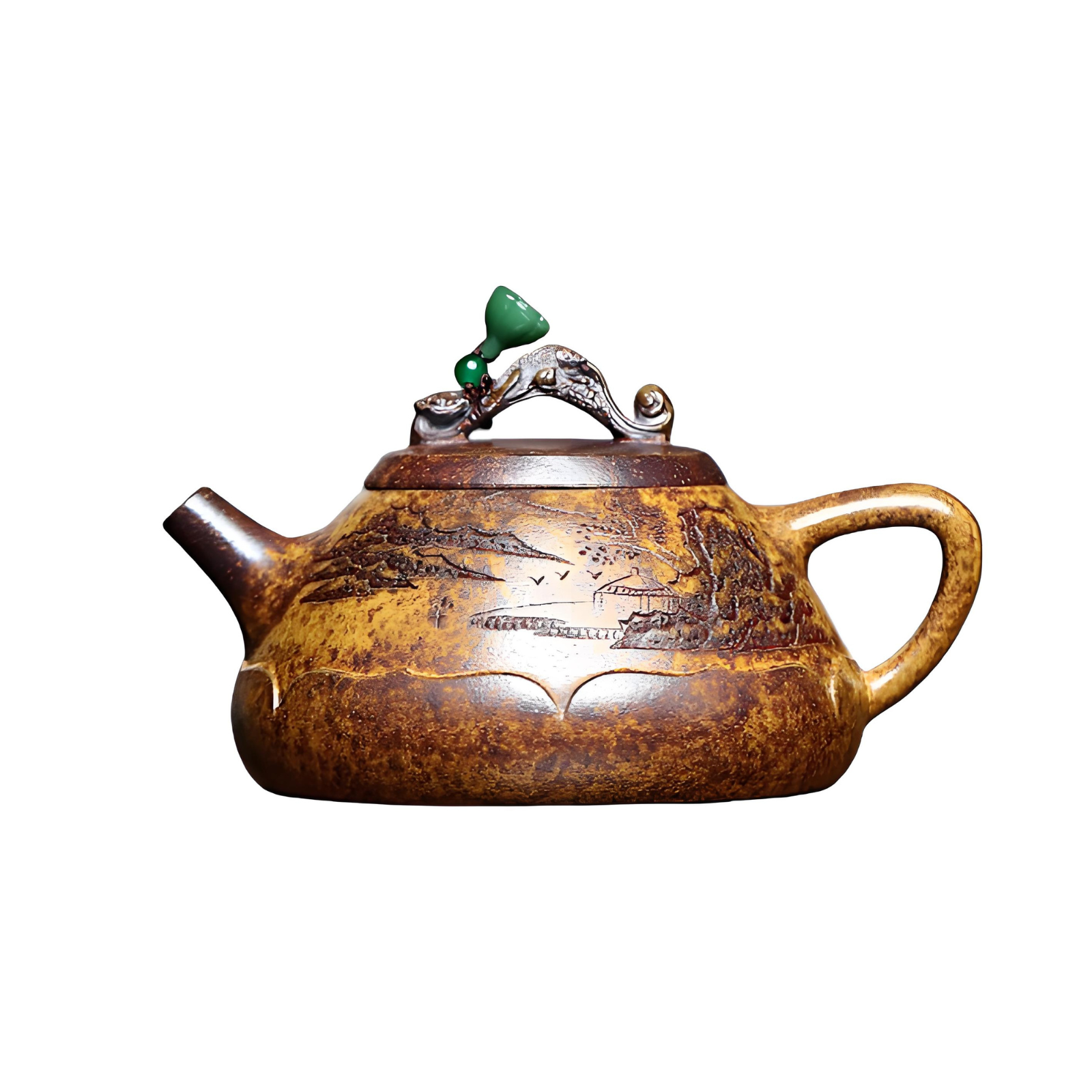 Mountain View Zisha Teapot - 330ml Handmade Duan Ni Clay