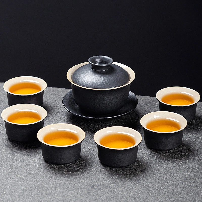 Classic kungfu black clay gaiwan Gaiwan x1 + Cups x6