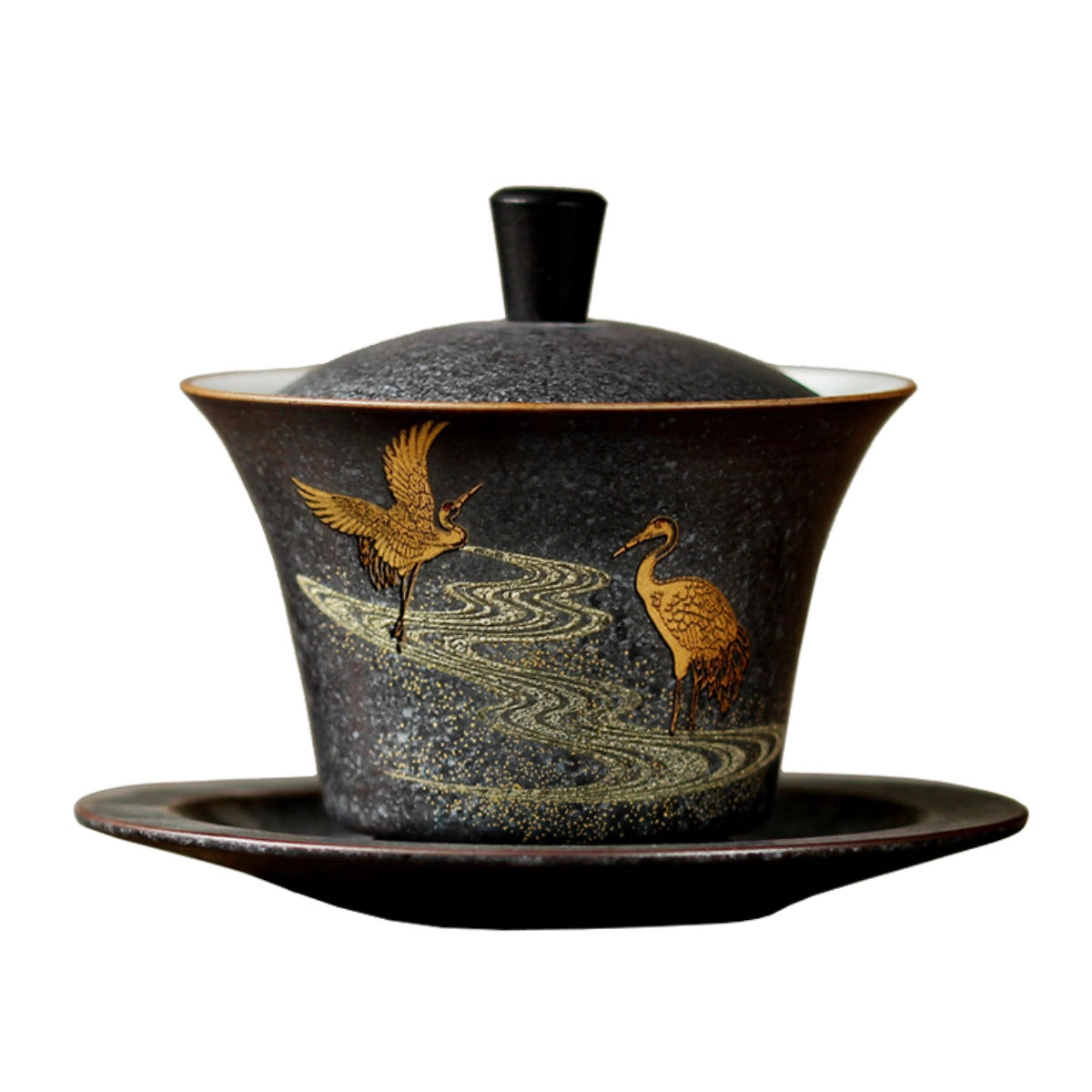 Jianshui golden crane black clay gaiwan -6